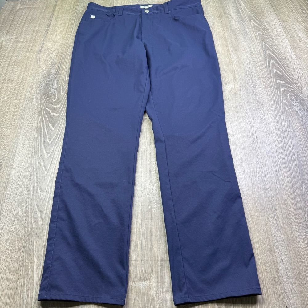 Peter Millar Mens Blue Performance Stretch EB66 Golf Trouser Pants 36x32 - Picture 2 of 14
